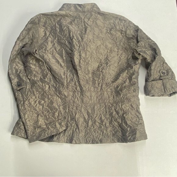 CHICO’S JOLENA CRINKLED JACKET WOMENS 2 TAN PARTY COCKTAILS - Picture 6 of 14
